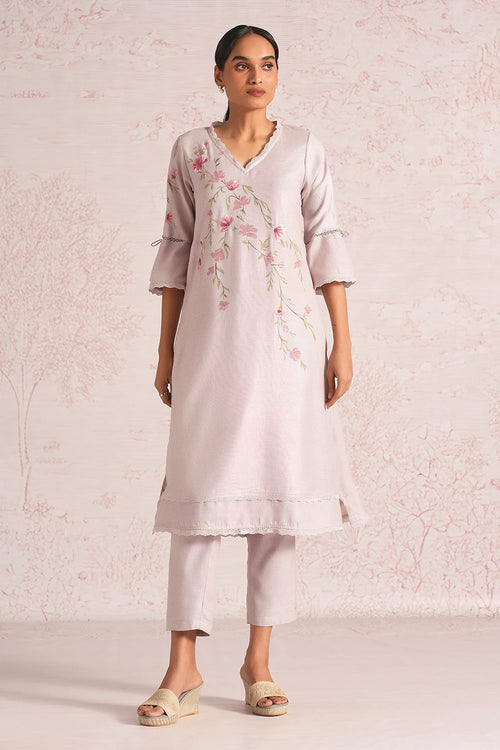 Blush Vines Mauve Kurta Set
