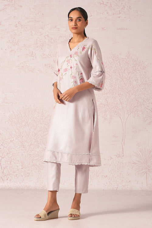Blush Vines Mauve Kurta Set
