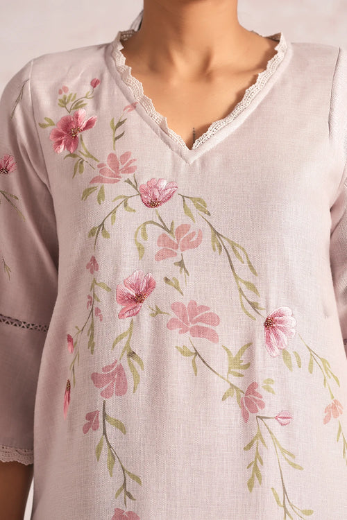 Blush Vines Mauve Kurta Set