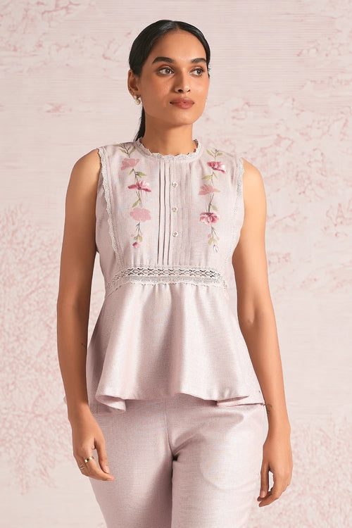 Blush Vines Mauve Peplum Top