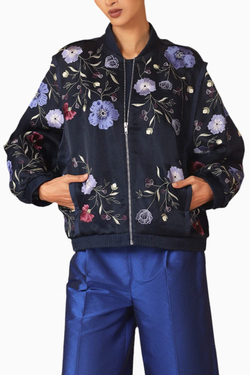 Midnight Blue Bomber Jacket
