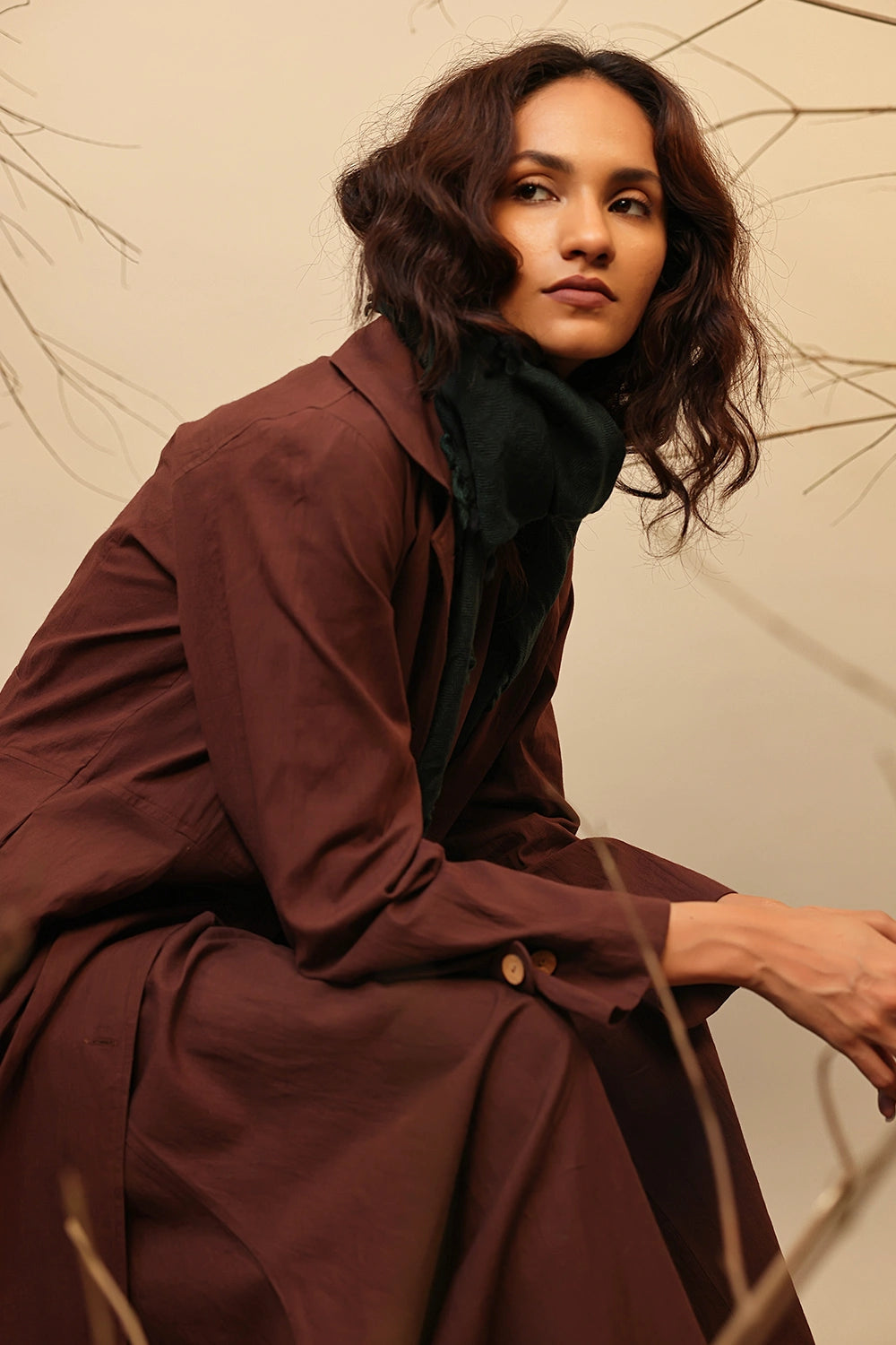 Brown Cali Trench Jacket