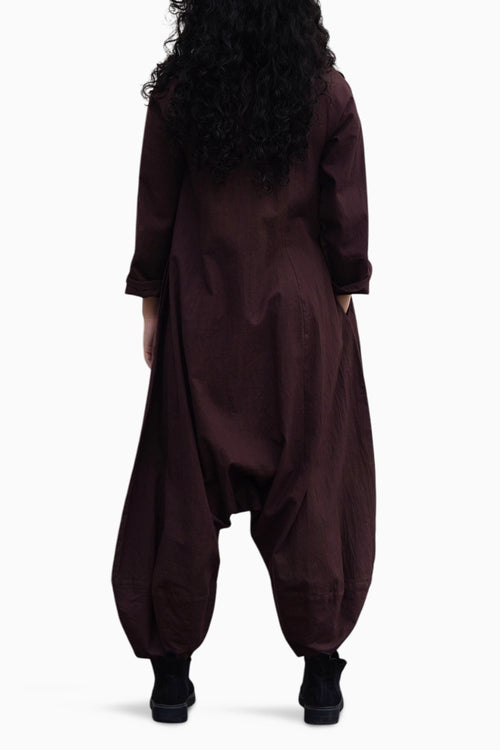 Brown Collar Sleeve Suga Jumpsuit