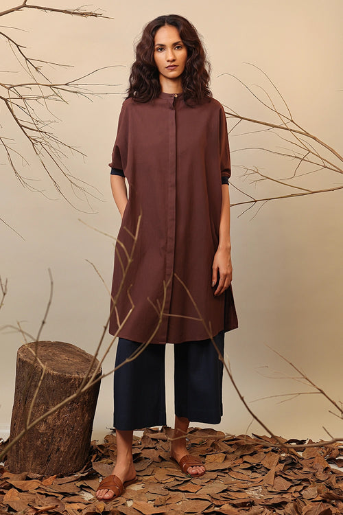 Brown & Blue Shirt Tunic