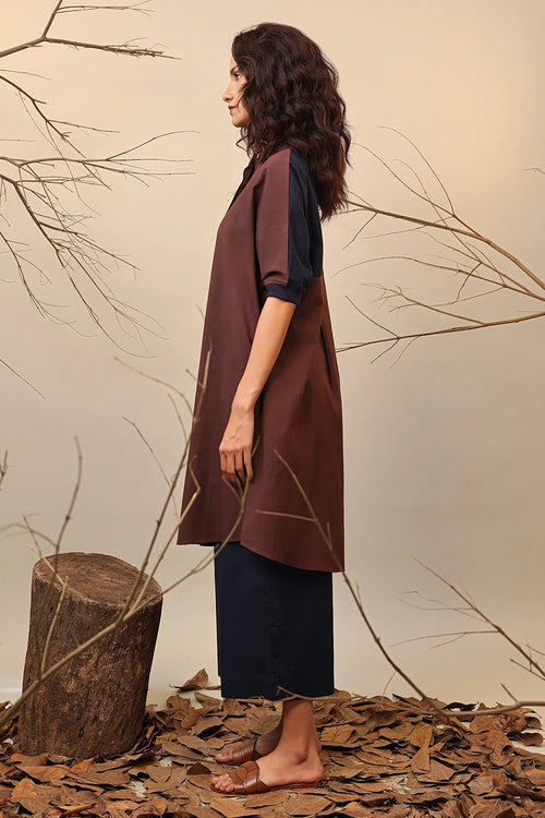 Brown & Blue Shirt Tunic