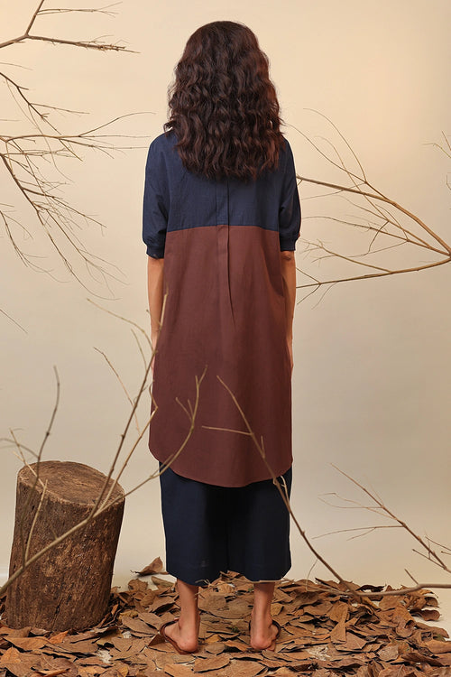 Brown & Blue Shirt Tunic