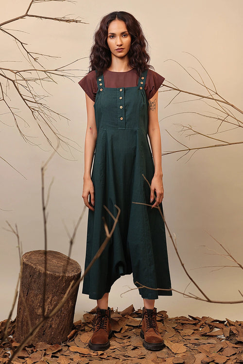 Brown & Green Dungarees Set