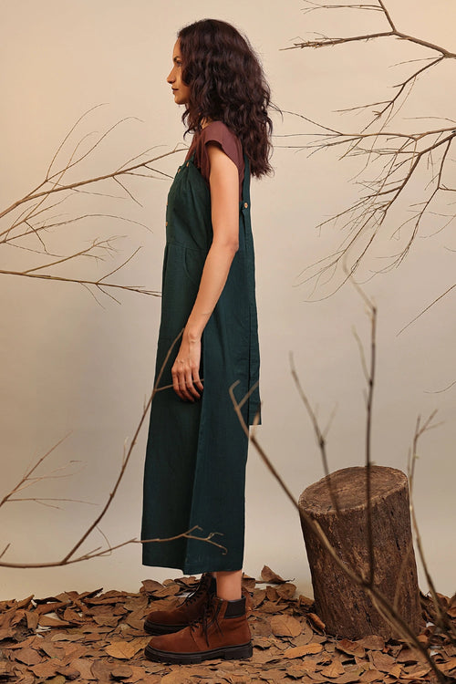 Brown & Green Dungarees Set