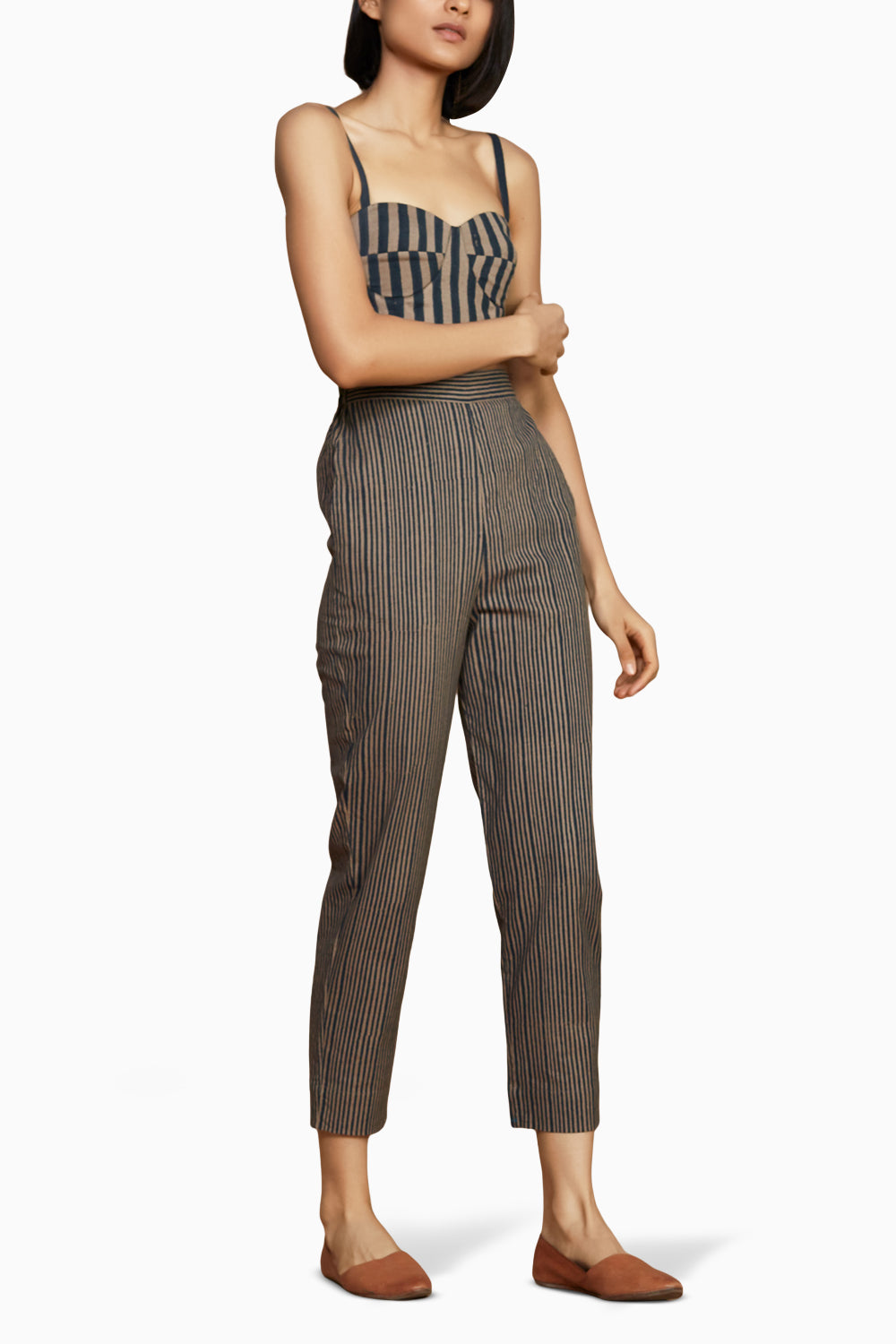 Brown with Charcoal Striped Co-ord Set