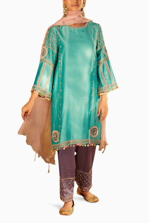 Niloufer Teal Kurta Set
