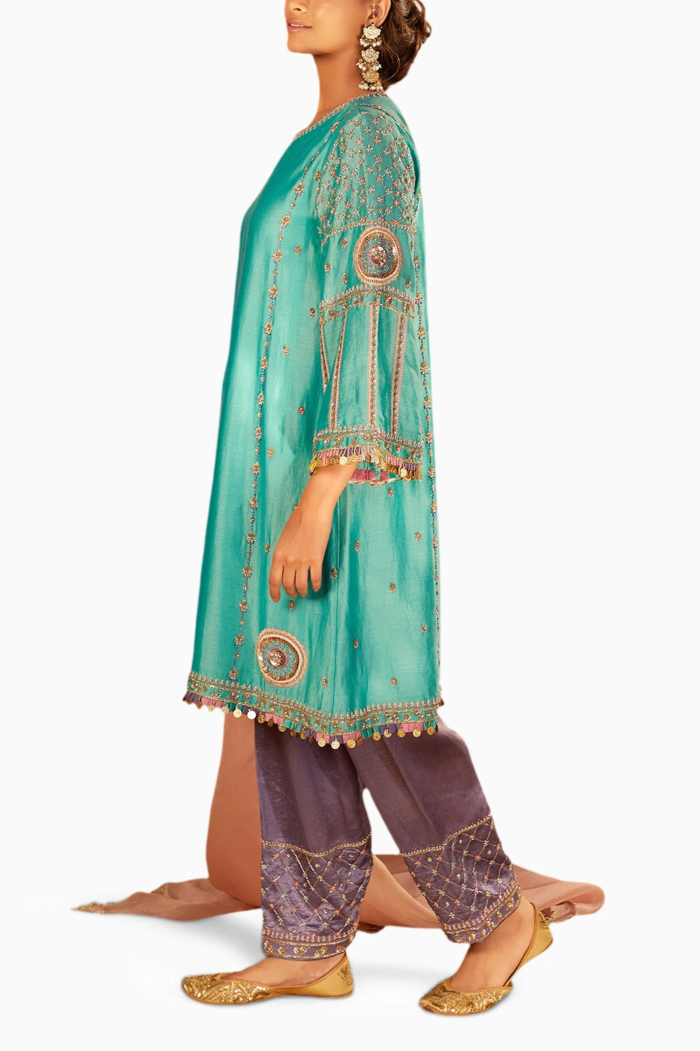 Niloufer Teal Kurta Set