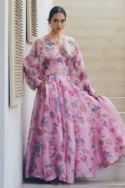 Pink Print Amira Lehenga