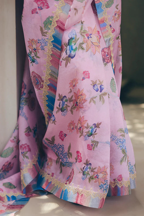 Pink Print Yasmin Saree with Maria Top