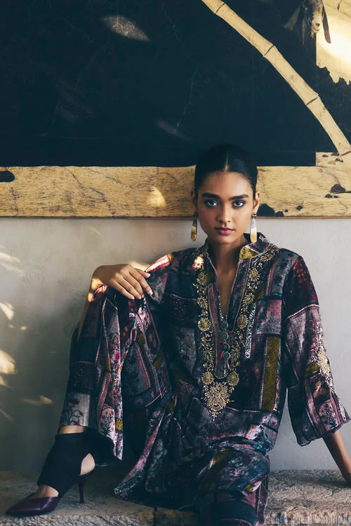 Multi Anaya Velvet Kurta Set