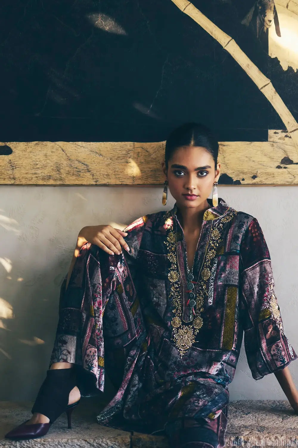 Multi Anaya Velvet Kurta Set