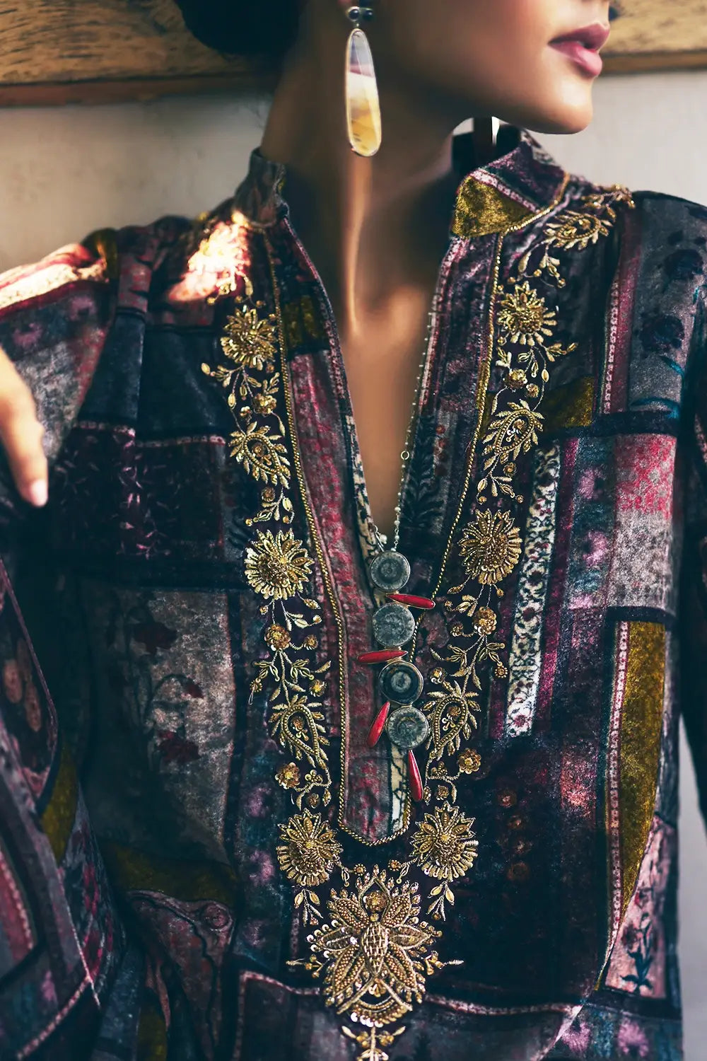 Multi Anaya Velvet Kurta Set