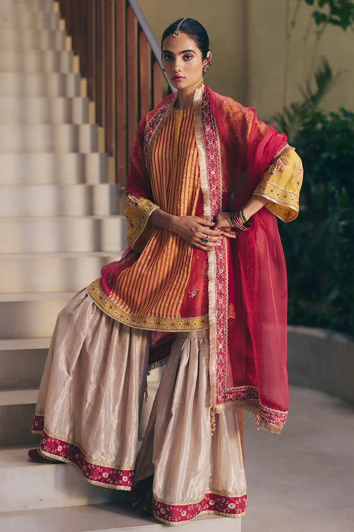 Red Yellow Nadia Kurta Set