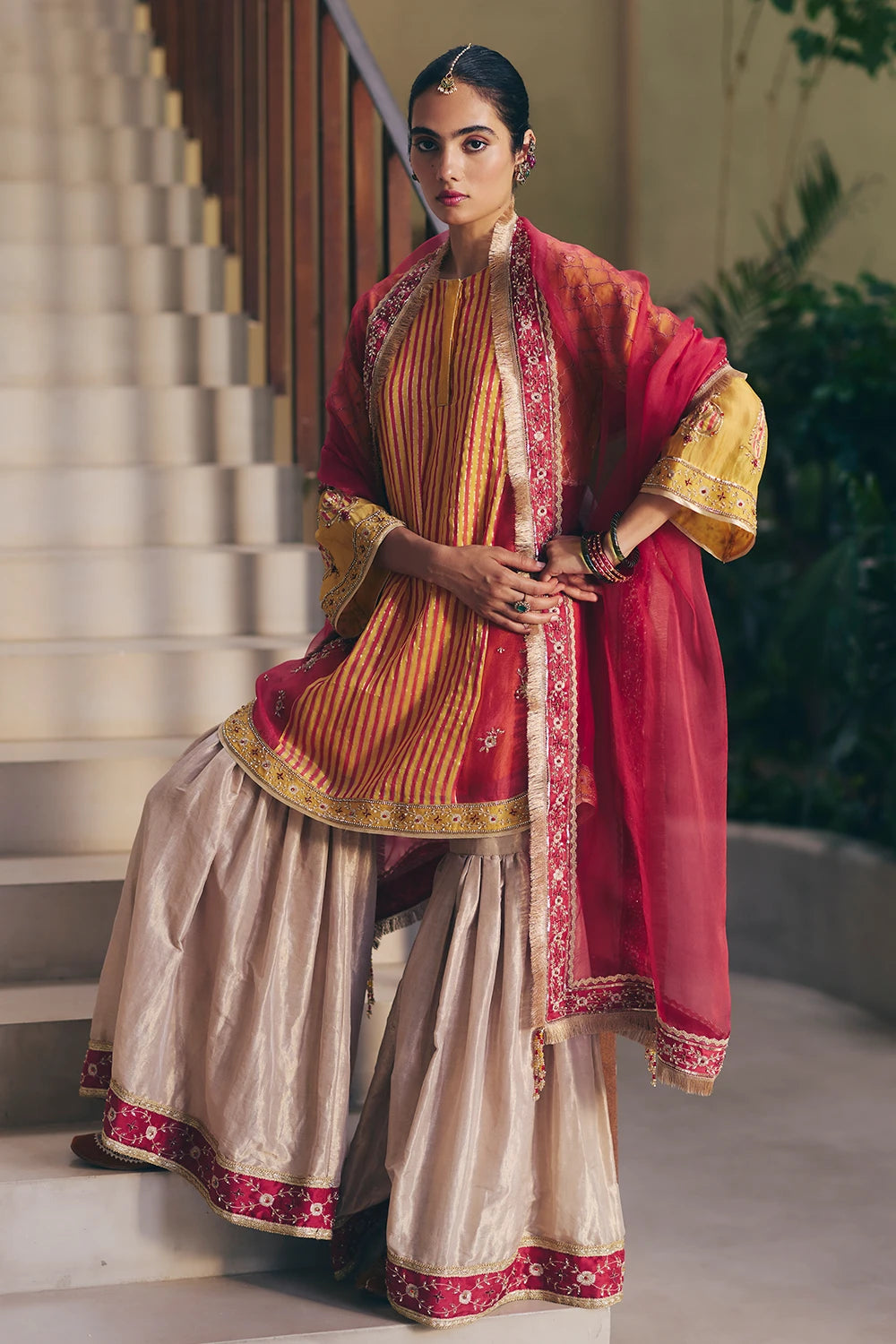 Red Yellow Nadia Kurta Set