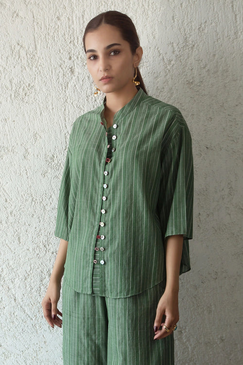 Jade Stripe Butterfly Blouse