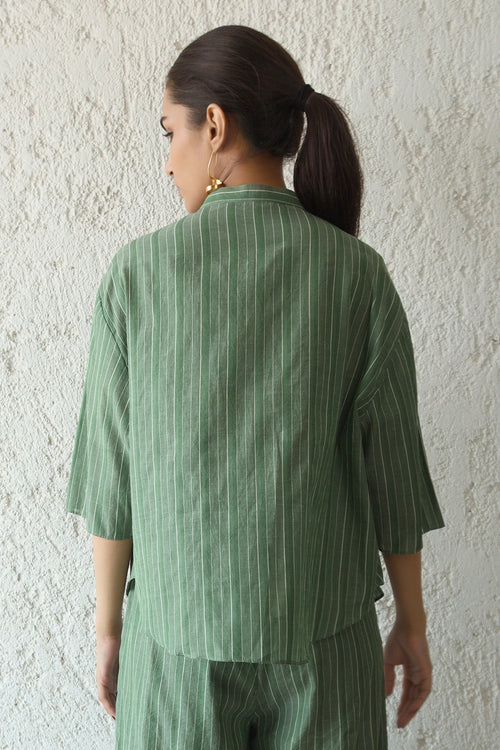 Jade Stripe Butterfly Blouse