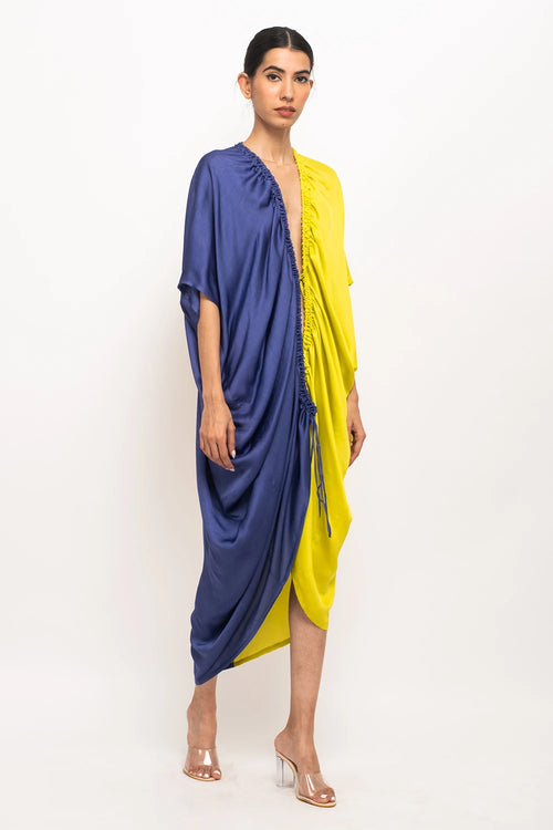 Blue-Neon Rouching Cape