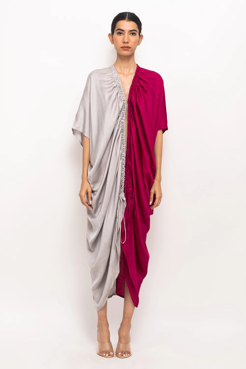 Wine-Grey Rouching Cape