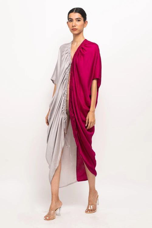 Wine-Grey Rouching Cape