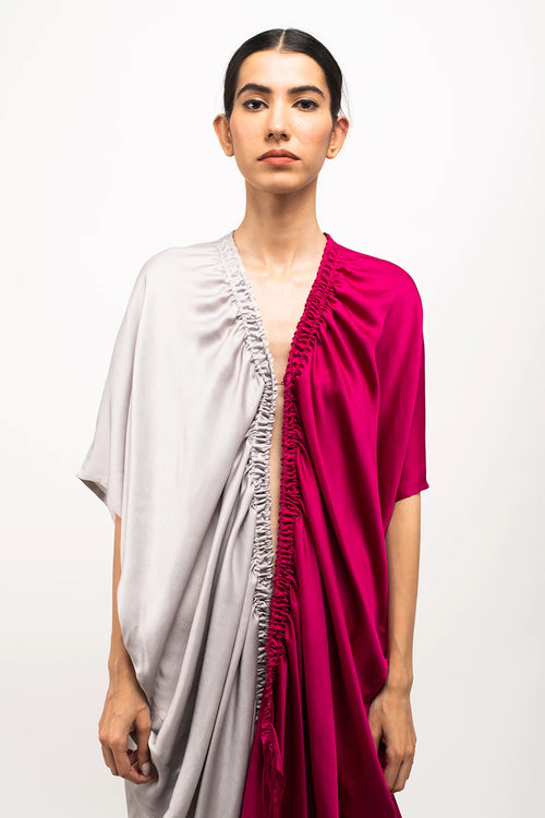 Wine-Grey Rouching Cape
