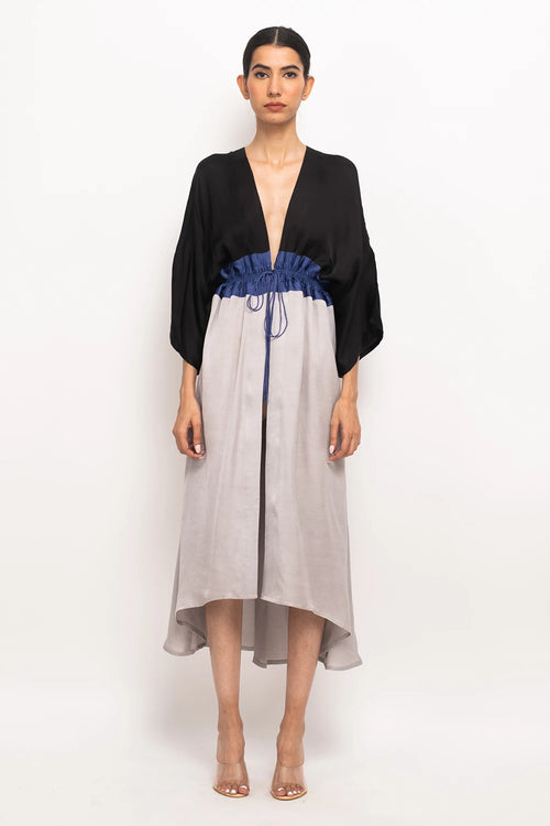 Black-Blue-Grey High Low Cape