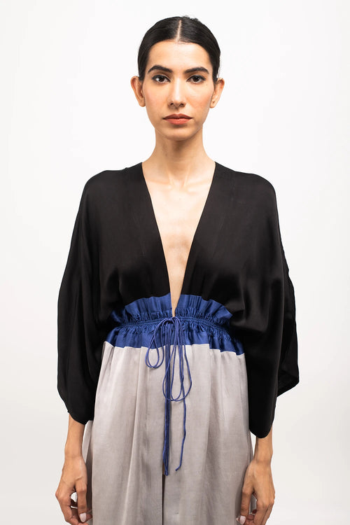 Black-Blue-Grey High Low Cape