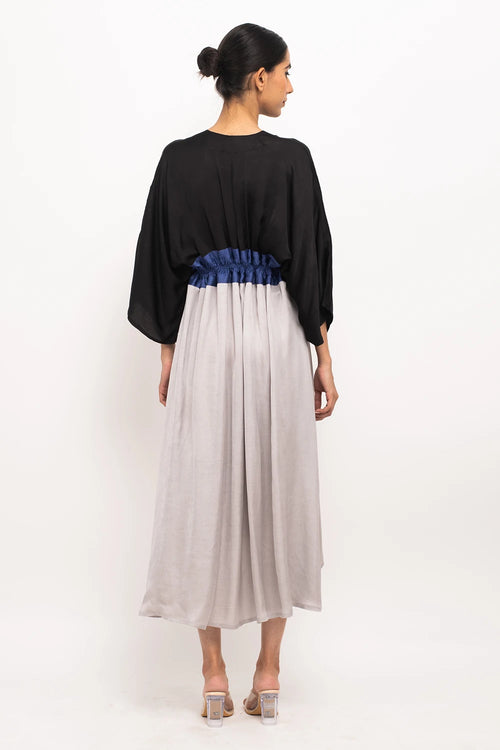 Black-Blue-Grey High Low Cape