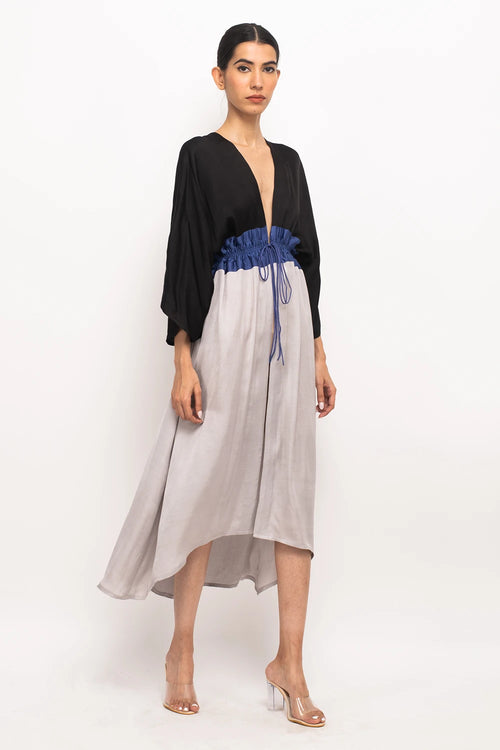 Black-Blue-Grey High Low Cape