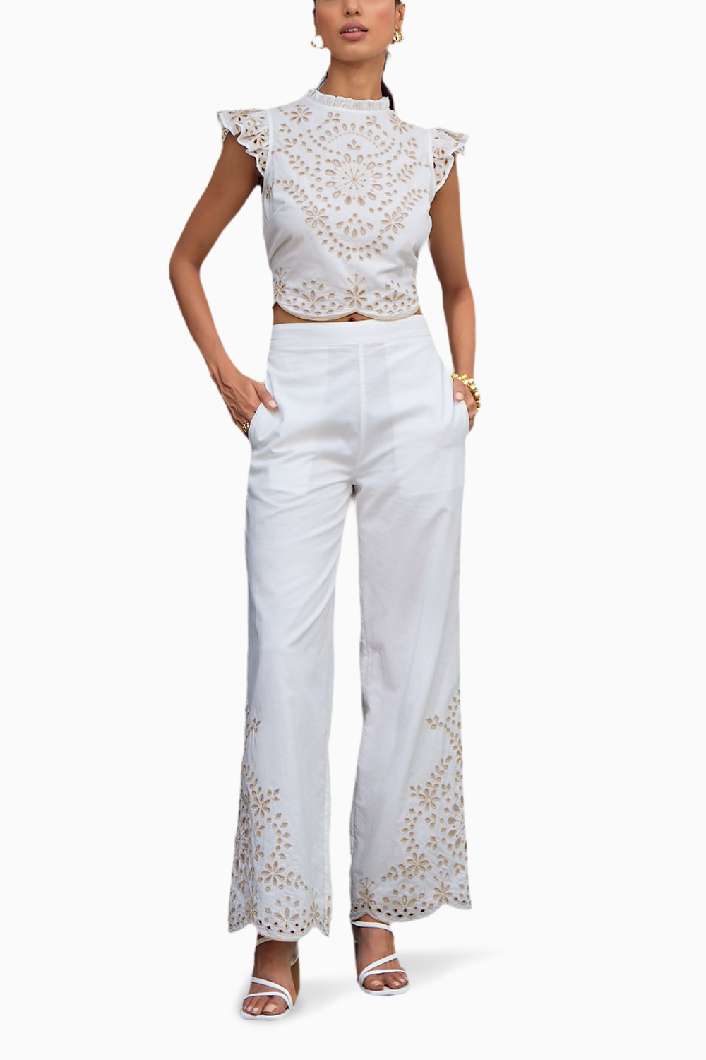 Romneya White Embroidered Co-Ord Set