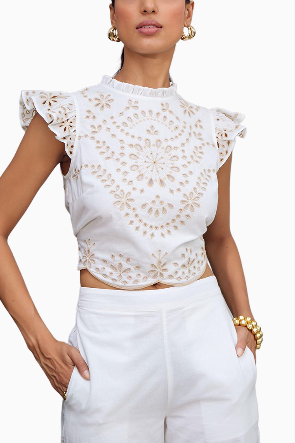 Romneya White Embroidered Top
