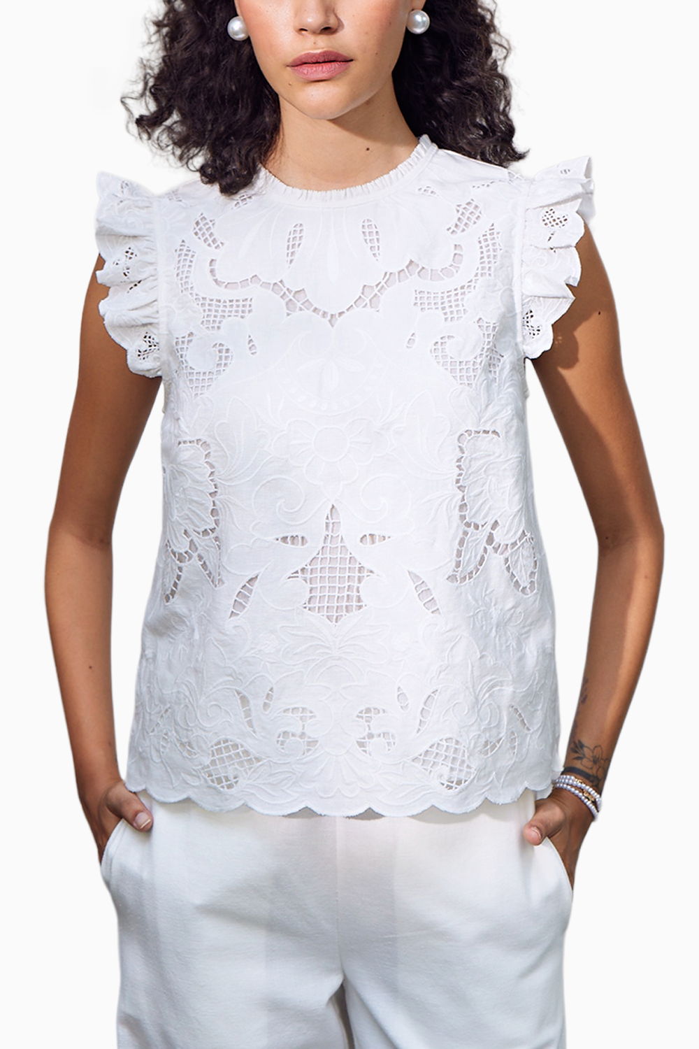 Claytonia Embroidered Top