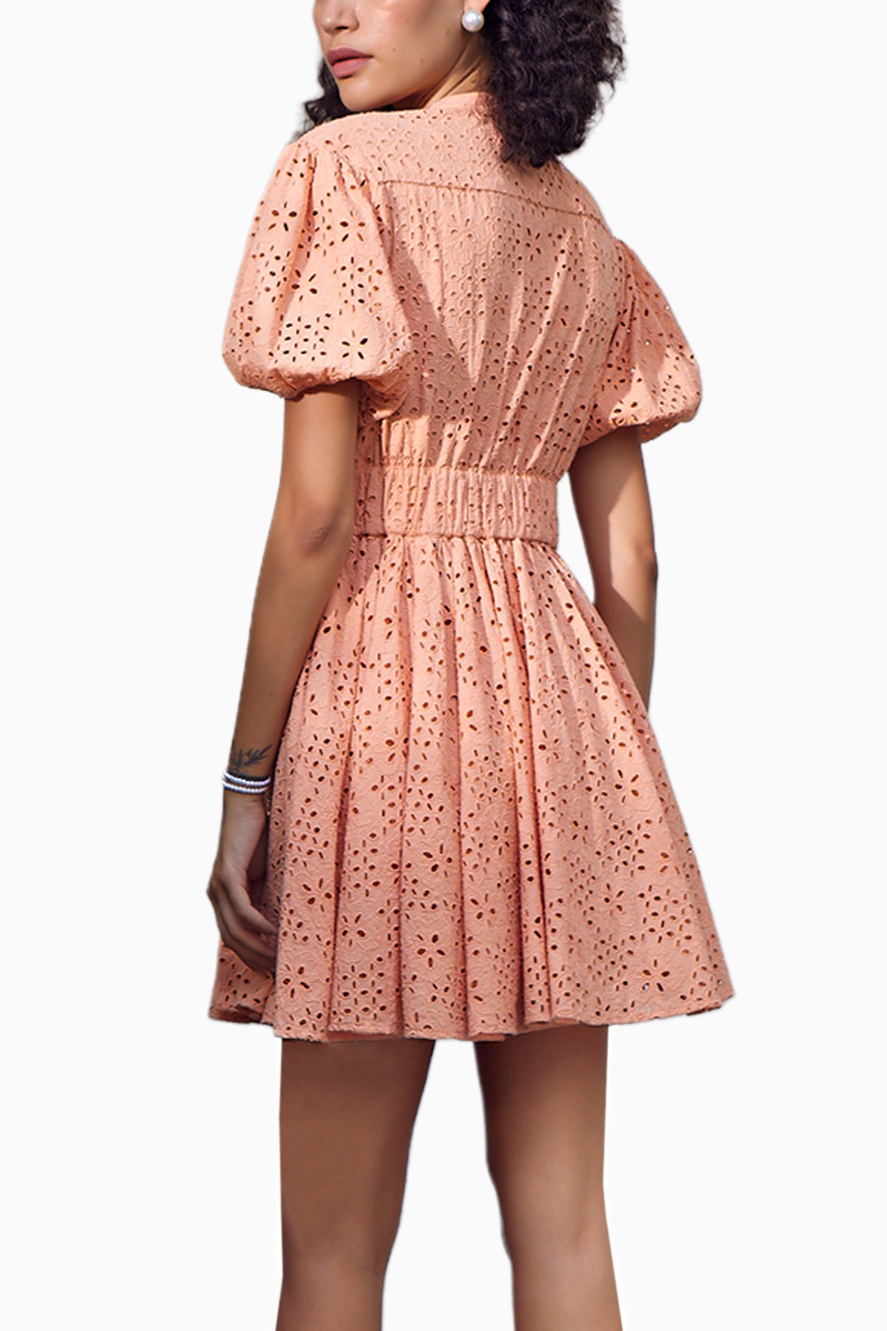 Marah Schiffli Peach Mini Dress