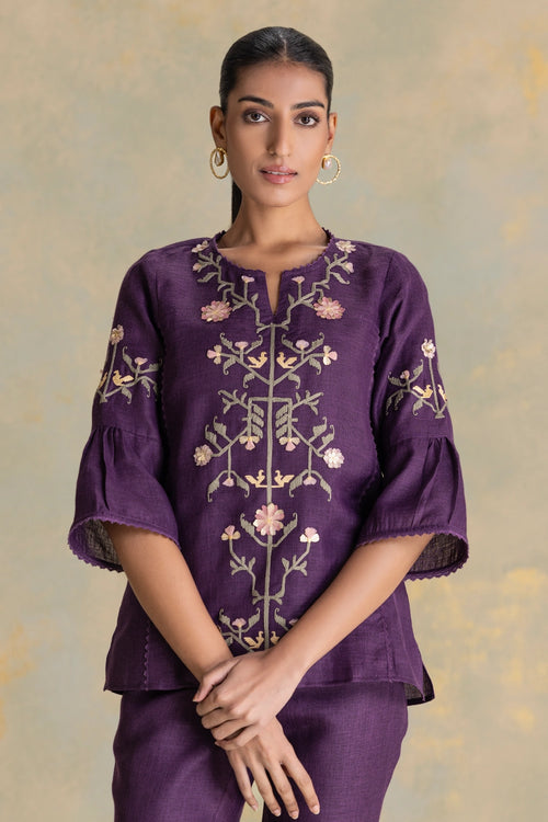 Candlelit Blooms Aubergine Nirva Co-ord Set