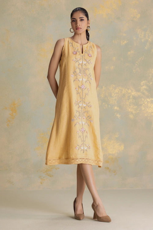 Candlelit Blooms Cashew Nirva Dress