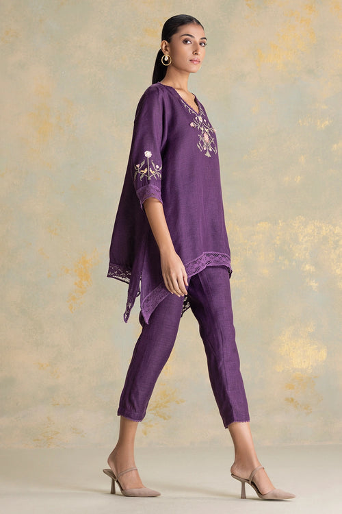 Candlelit Blooms Aubergine Talia Co-ord Set