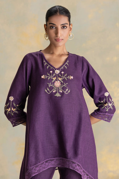 Candlelit Blooms Aubergine Talia Co-ord Set