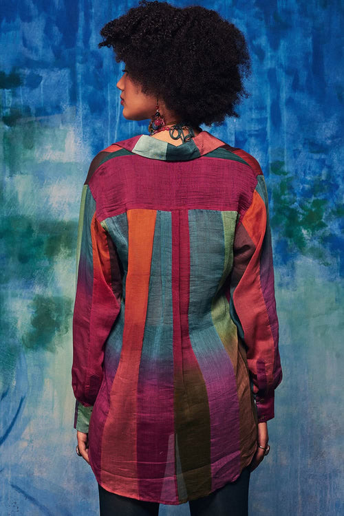 Multicoloured Chanderi Patchwork Zoya Shirt