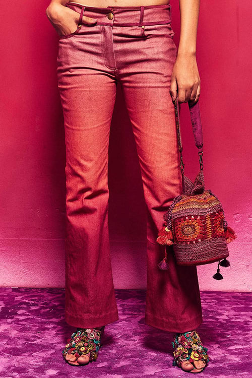 Zina Peach and Fuchsia Pant