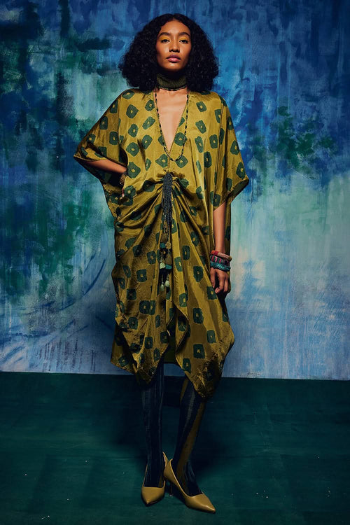 Olive Shibori Coco Kaftan Set