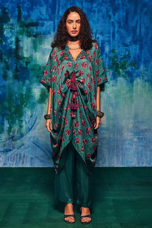 Teal Shibori Coco Kaftan Set