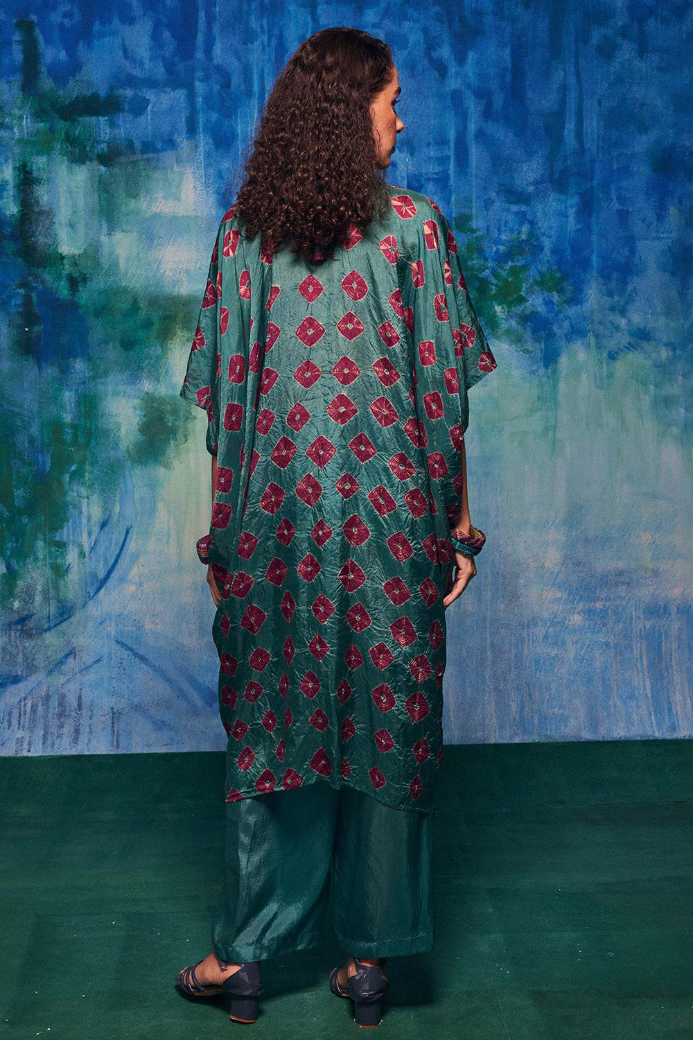 Teal Shibori Coco Kaftan Set