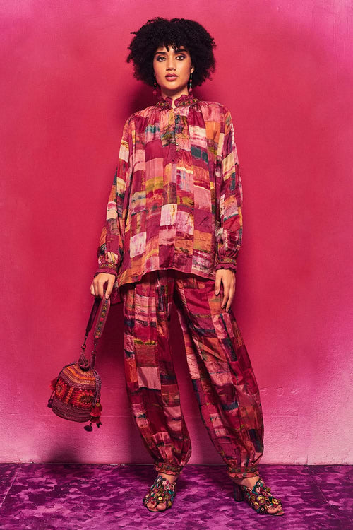 Multihued Silk Emroidered Tarini Co-ord Set
