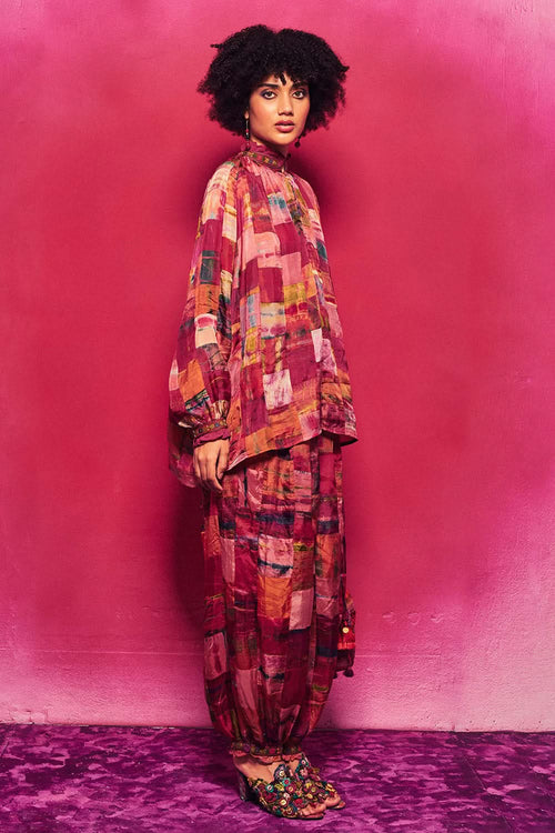 Multihued Silk Emroidered Tarini Co-ord Set