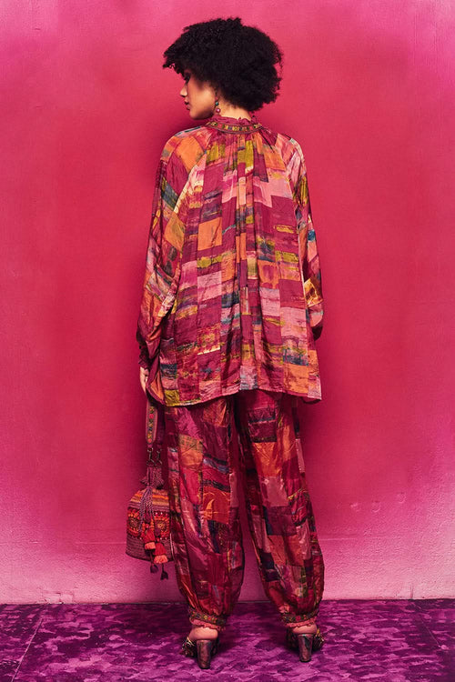 Multihued Silk Emroidered Tarini Co-ord Set