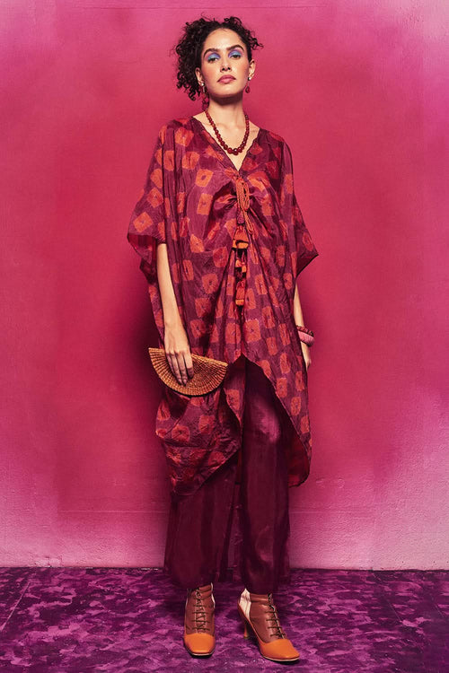 Fuchsia Shibori Coco Kaftan Set