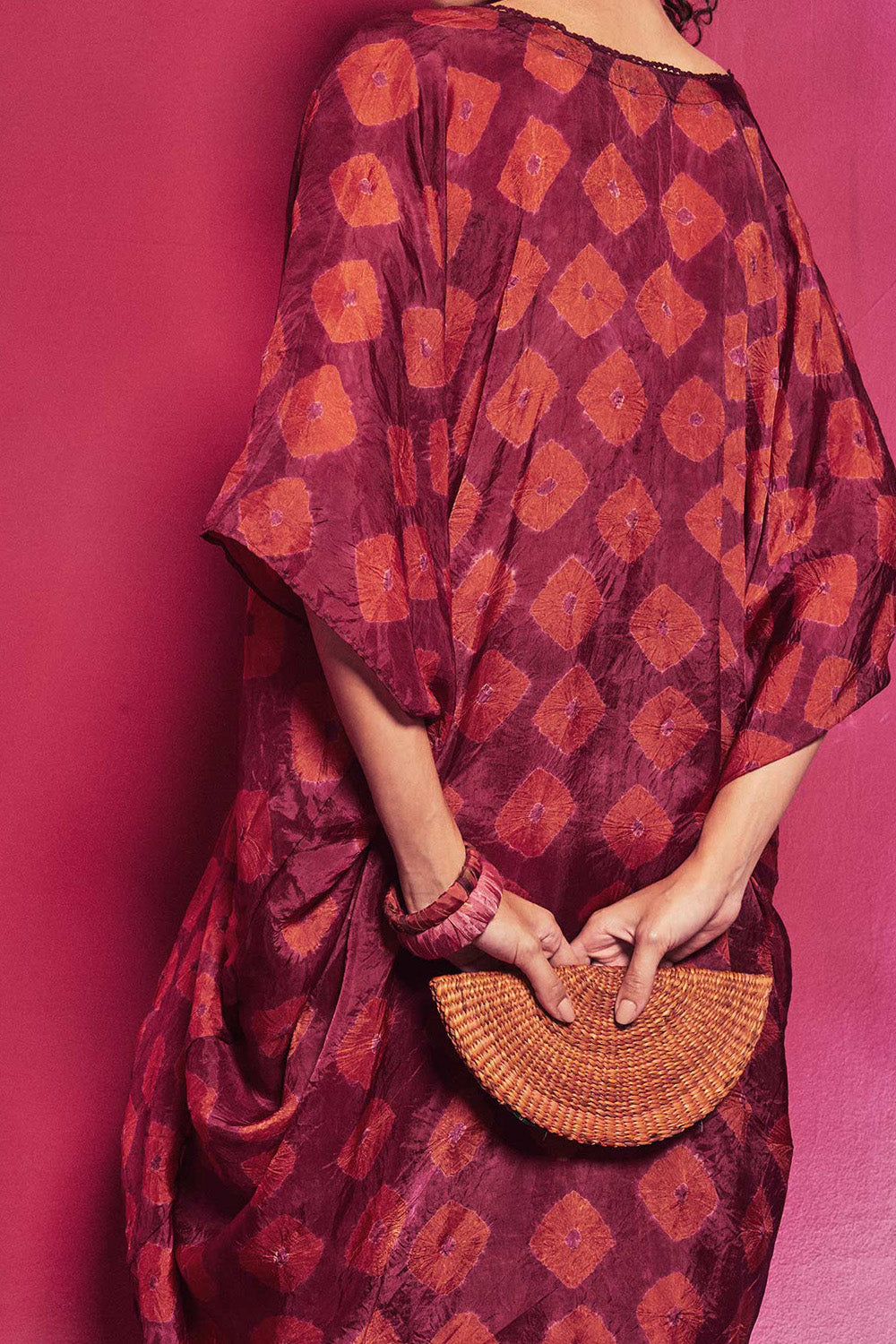 Fuchsia Shibori Coco Kaftan Set